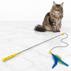 JW Flutter-ee Feathers Telescopic Cat Wand, Yellow — maine coon brown