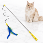 JW Flutter-ee Feathers Telescopic Cat Wand, Yellow — maine coon cream