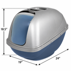Petmate Basic Hooded Litter Pan, Blue Steel Base/Pearl Silver Hood, Jumbo — dimensions inches