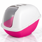 Petmate Basic Hooded Cat Litter Pan — HOT PINK BASE/PEARL WHITE HOOD / JUMBO — product hero