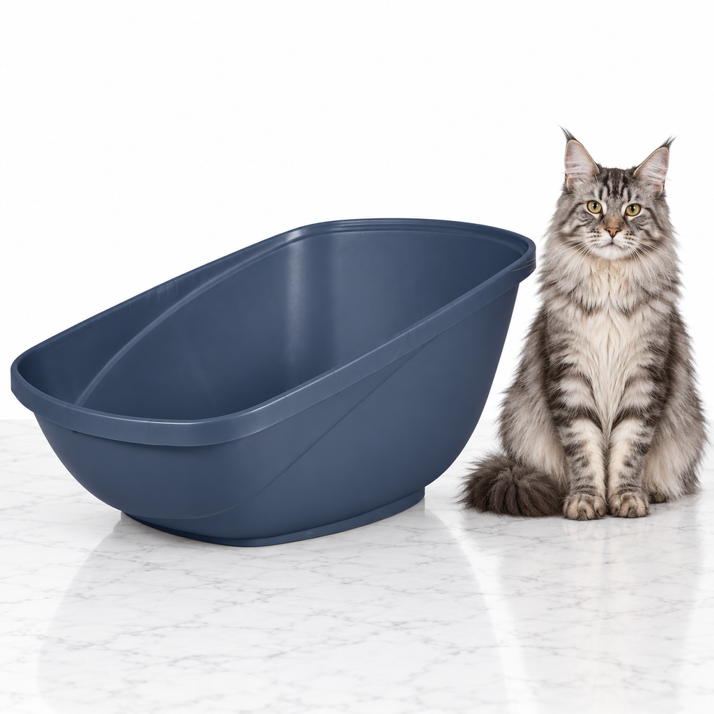 Petmate Hi-Back Open Litter Box, Blue Steel, Jumbo — maine coon silver