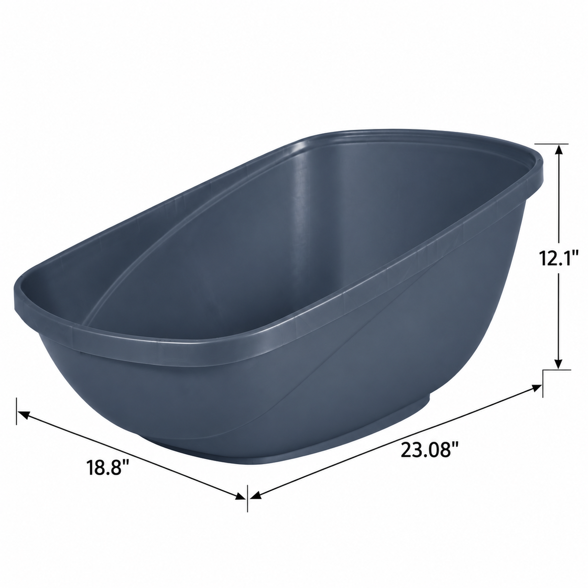 Petmate Hi-Back Open Litter Box, Blue Steel, Jumbo — dimensions inches