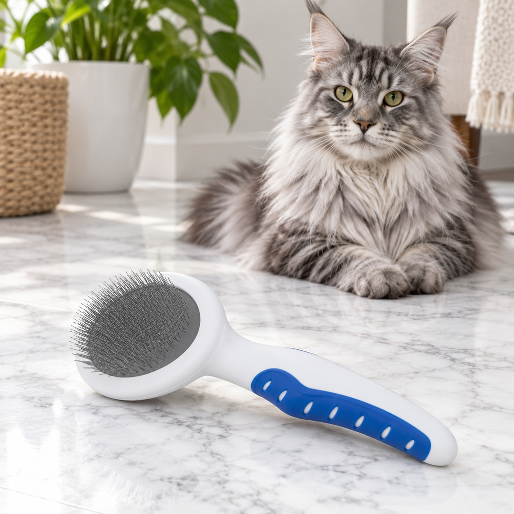 JW Gripsoft Slicker Brush for Cats — maine coon silver