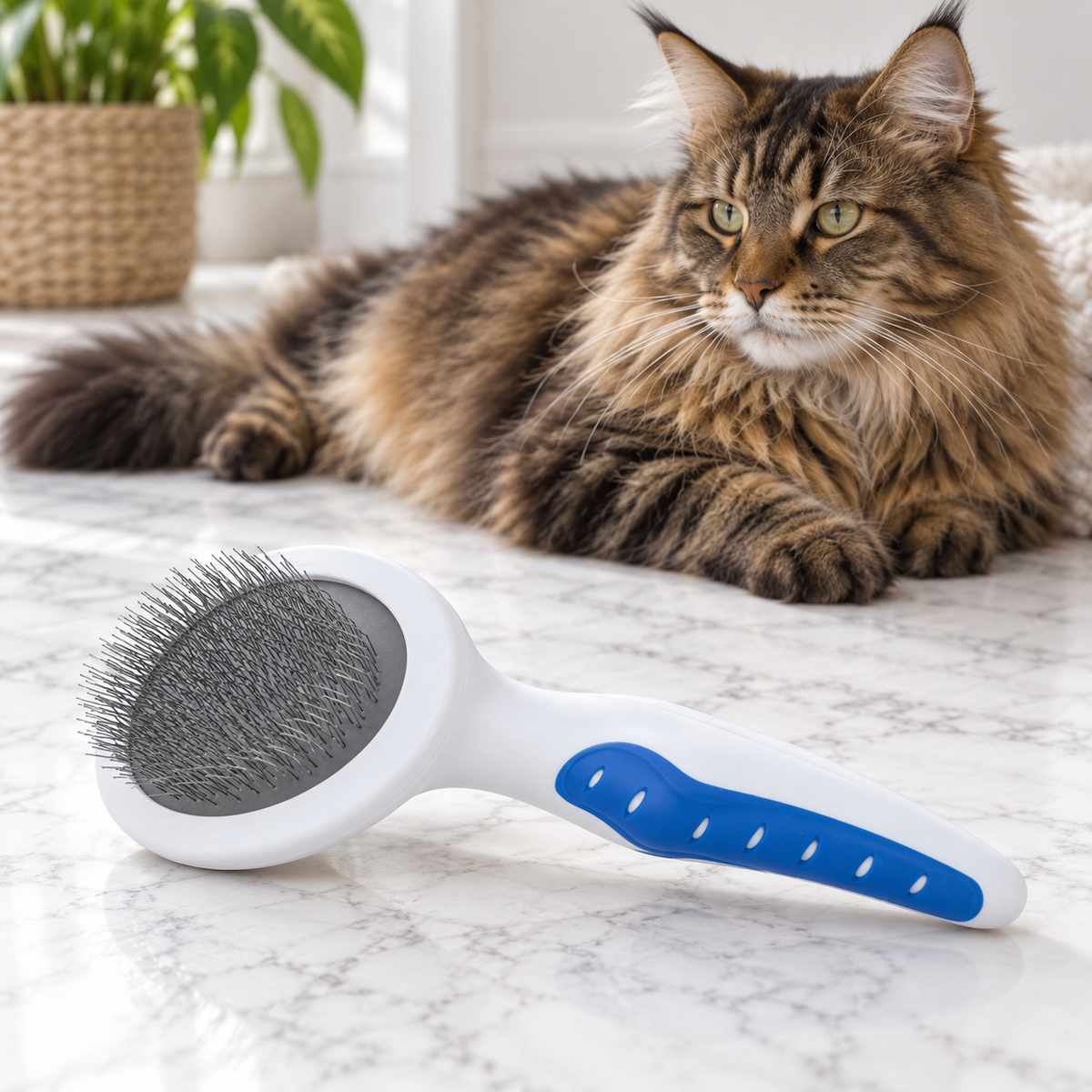 JW Gripsoft Slicker Brush for Cats — maine coon brown