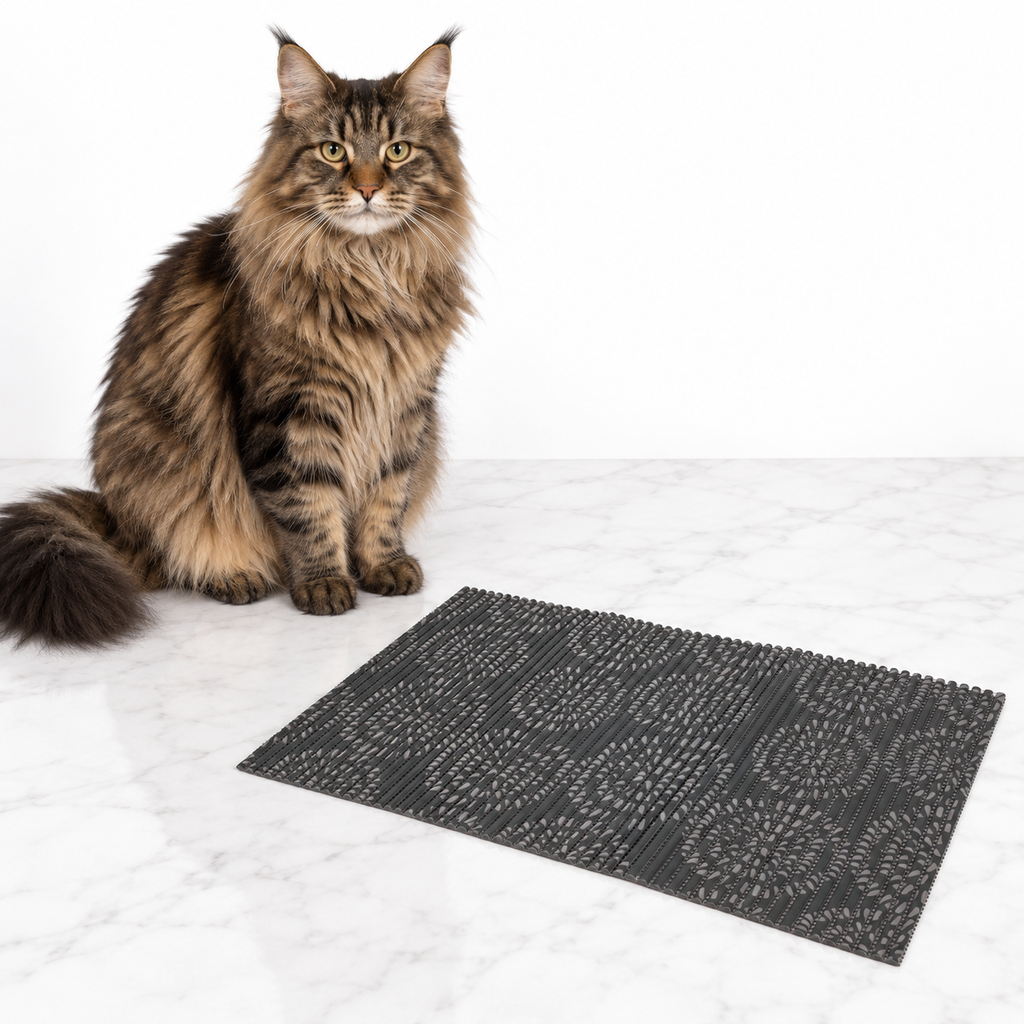 Petmate Ribbed Foam Feeding Mat, Assorted Colours, Gray Sample — maine coon brown
