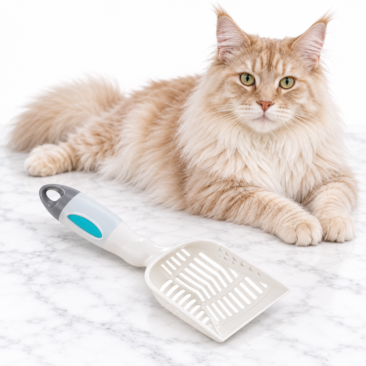 Arm & Hammer Deluxe 2-in-1 Litter Scoop, Pearl White — maine coon cream