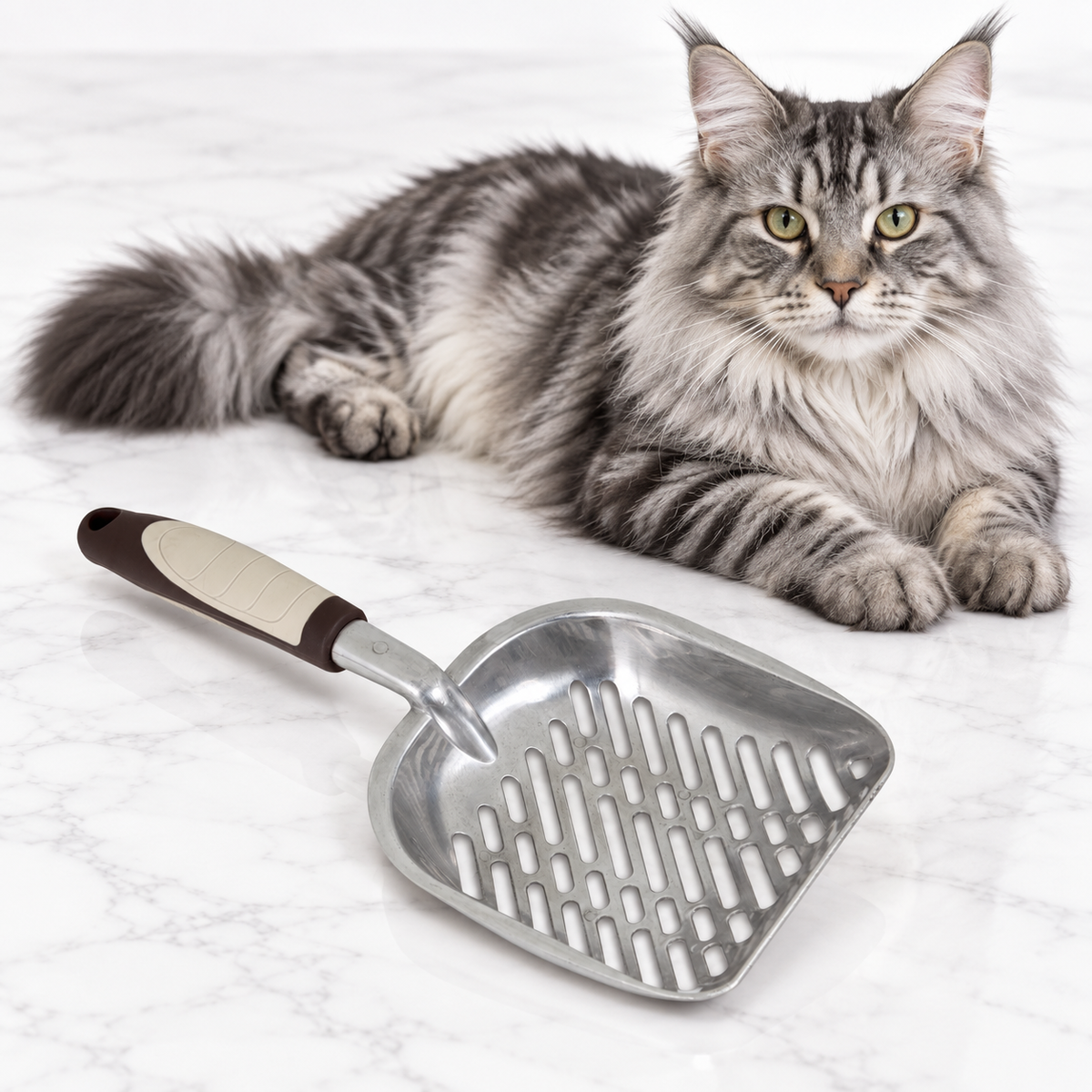 Petmate Metal Litter Scoop, Light/Dark Brown — maine coon silver