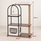 Atelier Loft cat tower dimensions: 118 cm high, 80 cm wide, 40 cm deep