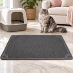 Extra-Large Litter Catcher Mat — 47 × 32 Inches beside a silver Maine Coon