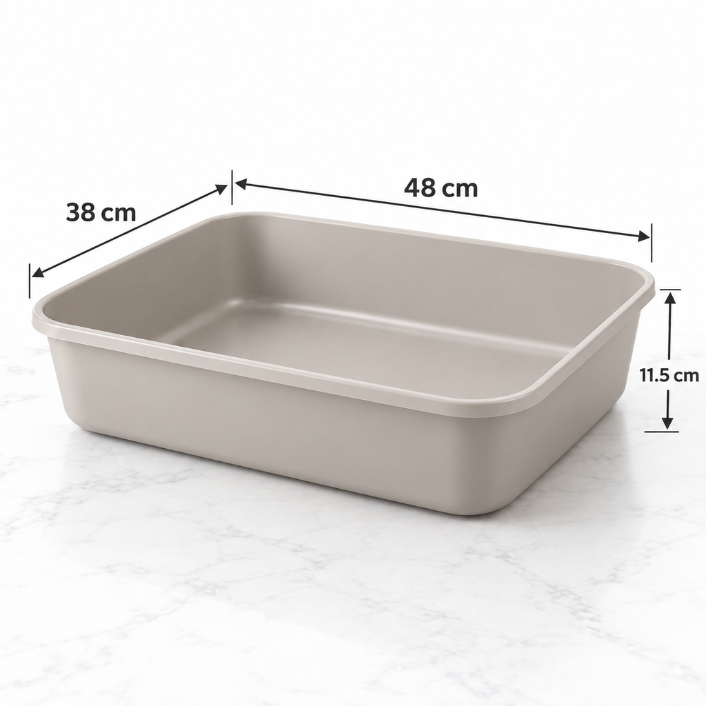 The Cabinet Fit compact litter tray dimensions 48 by 38 by 11.5 centimetres