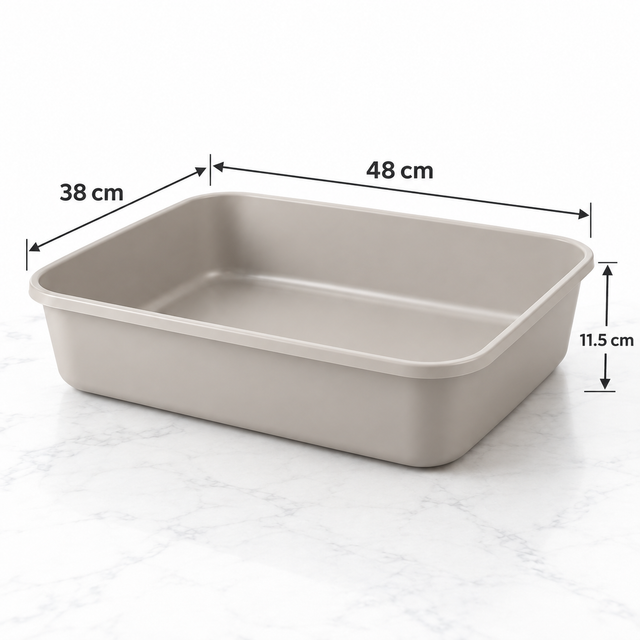 The Cabinet Fit compact litter tray dimensions 48 by 38 by 11.5 centimetres