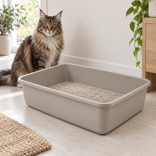 Maine Coon beside The Grand Cabinet Fit 58cm XL cat litter tray