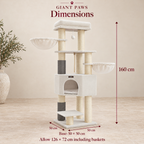 Ivory Crown dimensions: 160 cm high, 50 by 50 cm base; allow 126 by 72 cm including baskets