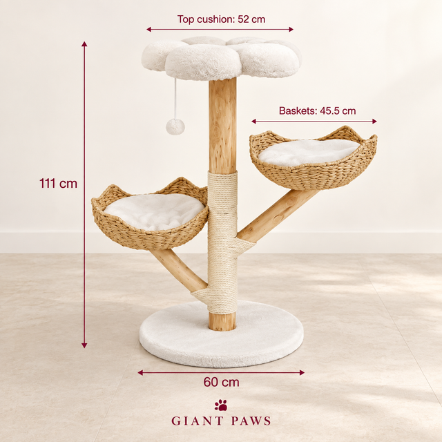 Willow Cloud dimensions: 111cm height, 60cm base, 52cm top cushion and 45.5cm baskets.