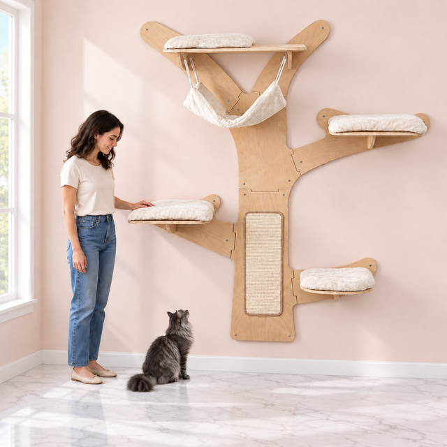 Wall-Mounted Cat Tree 181 cm | Five Levels – The Canopy Wall