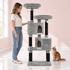 Cat Tree 156cm | Two-Condo Tower – The Cloud Residence with a ginger Maine Coon in a light pink room
