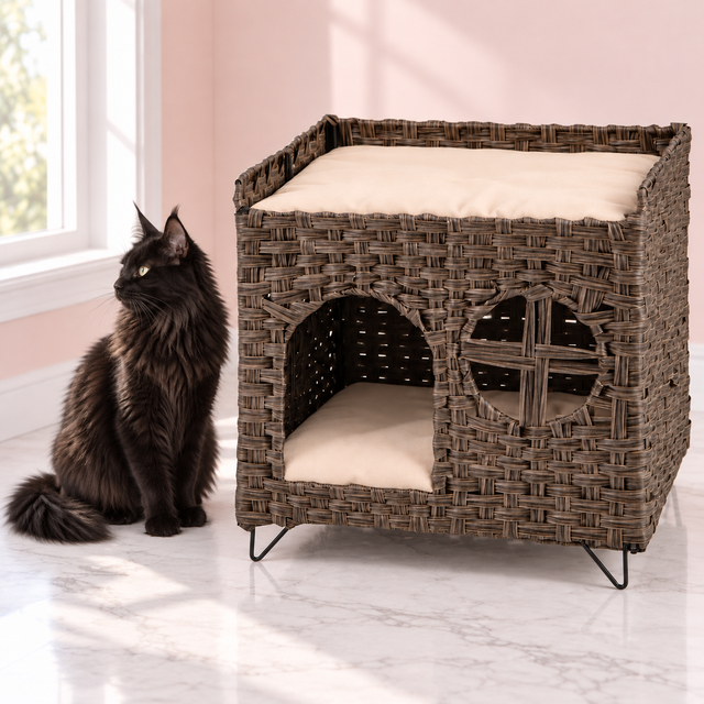 2-Tier Cat Bed & Side Table – The Foldaway Wicker House