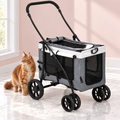 Folding Pet Stroller with Detachable Carrier – 10kg Limit, shown with a ginger Maine Coon in an empty light pink room.