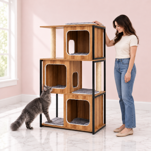 Kitten Cat Tree 133 cm | Metal Frame – The Frame House