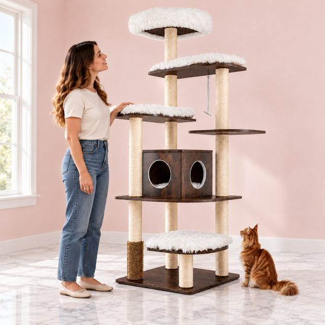 Wooden Cat Tree 179 cm – The Chestnut Retreat