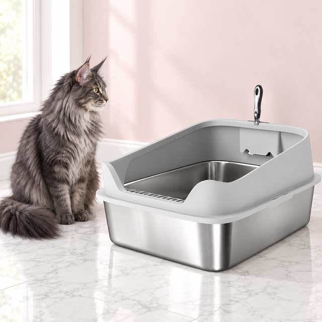 Maine Coon Litter Tray 70cm | Open Stainless Steel – Sterling Court
