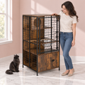 Cat Cabinet with Storage and Mesh Door with a black Maine Coon in a light pink room