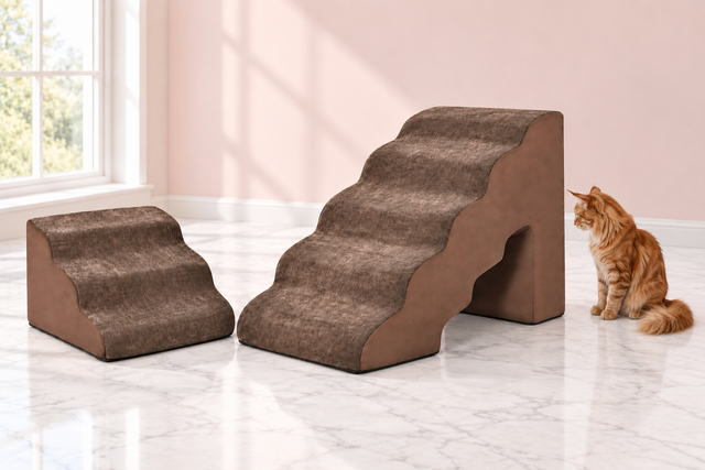 Large Cat Foam Stairs Set – Washable Two-Piece Ramp