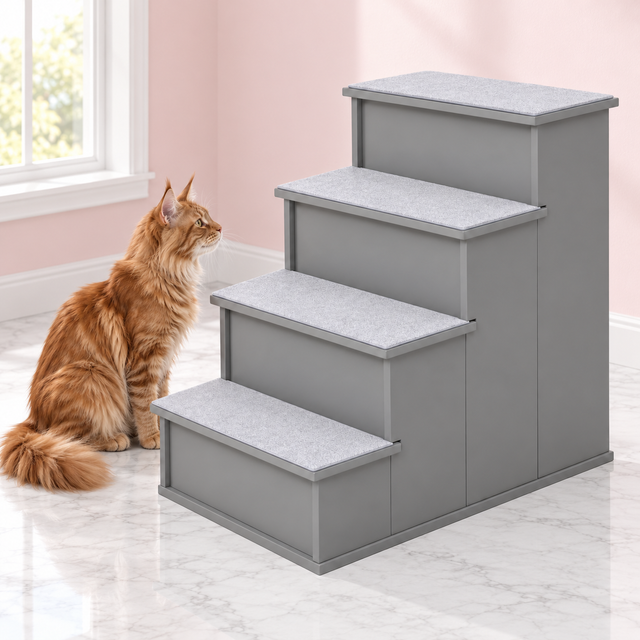Large Cat Stairs 54cm – Wooden Four-Step Climber