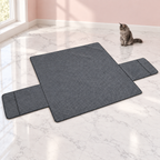 Waterproof Three-Seater Sofa Cover with a smoky grey Maine Coon in a light pink room