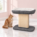 Gray Cat Perch with Sisal Scratching Panel – The Silver Nook with a ginger Maine Coon in a light pink room