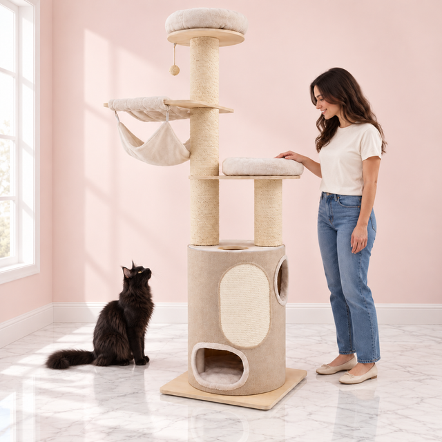 Cat Tree 187 cm | Two-Storey Condo – The Linen Lookout