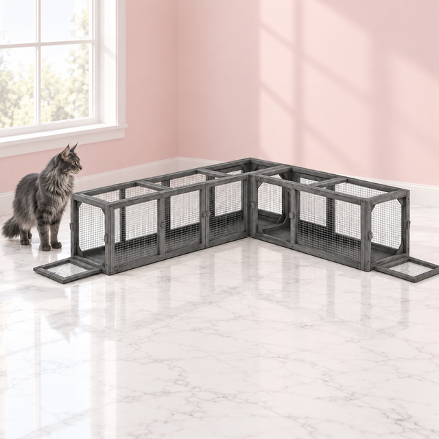 Modular Wooden Cat Tunnel 250cm – Eight-Door Outdoor Run