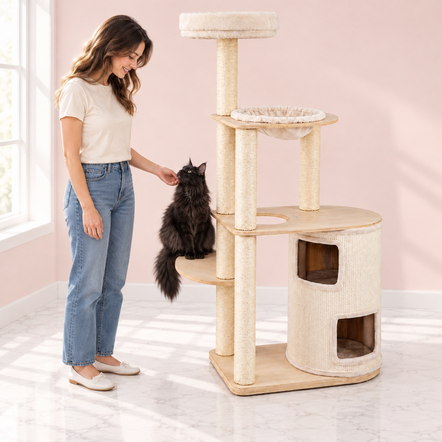 Cat Tree 151 cm | Two-Storey Condo – The Noble Hideaway