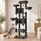 Silver and white Maine Coon scratching a sisal section on the Ultimate PawHouse tower