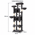 Ultimate PawHouse listed dimensions: 216 cm height and 60 by 50 cm base