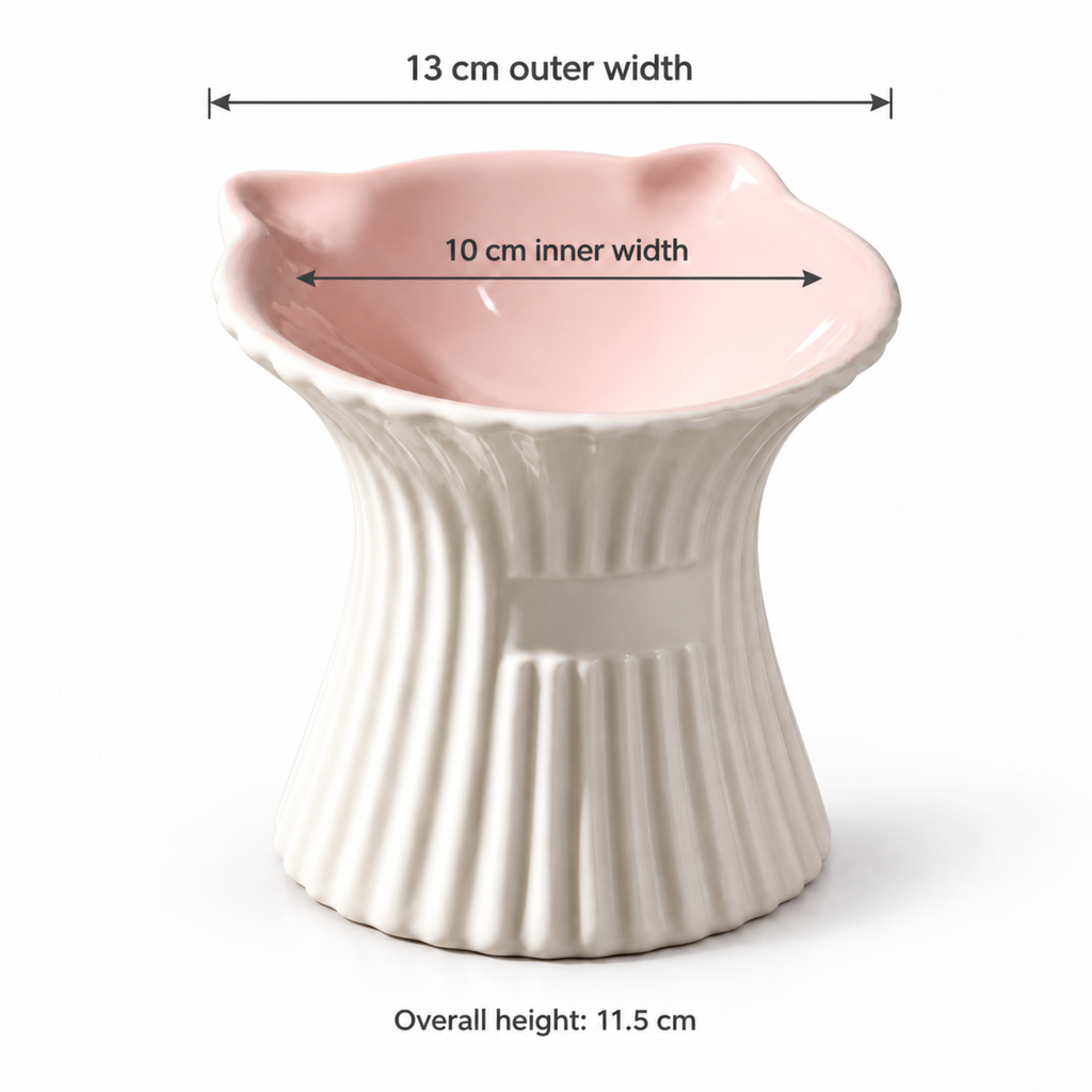 Purr-celain bowl with 13 cm outer and 10 cm inner width arrows; overall height 11.5 cm