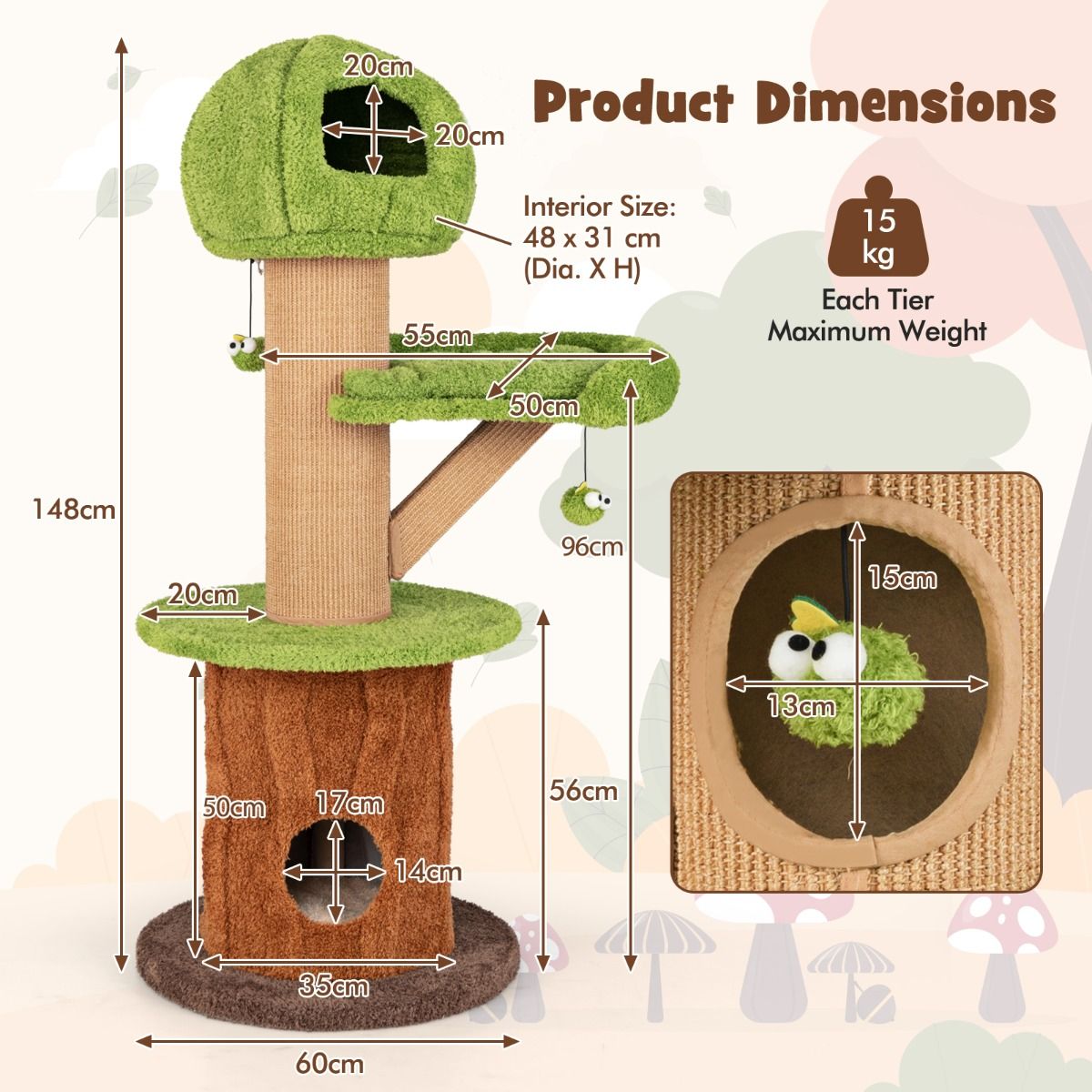 GP-S005 supplier dimension diagram showing 148 cm overall height and 60 cm base diameter