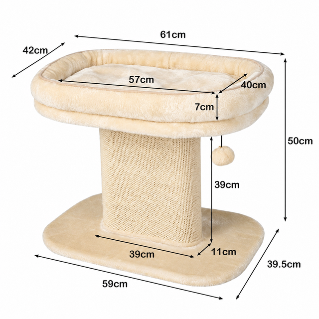 Plain white dimension diagram for Maine Coon Cat Bed & Scratcher 50cm | Hearthside Perch showing product size measurements in centimetres.