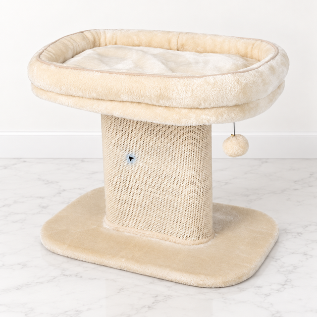 The Hearthside Perch — Low Cat Perch & Sisal Scratching Panel