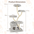 The Floral Canopy grey cat tree dimensions: 162 cm high, 76 cm wide and 56 cm deep