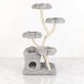 The Floral Canopy 162 cm grey flower-platform cat tree on light white marble flooring