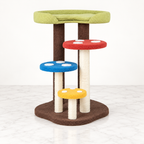 The Mushroom Steps 94 cm multicolour three-post cat scratching station on light marble flooring
