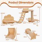 Supplier dimensions for the six-piece wall-mounted cat climbing set
