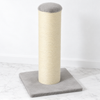 The Full Stretch light-grey 76 cm sisal scratching post on a white wall and light marble floor