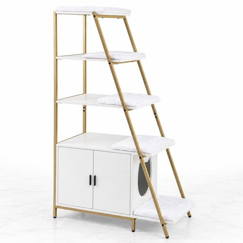 The Gilded Litter Library — 149cm Cabinet & Steps