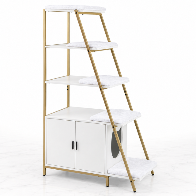 The Gilded Litter Library — 149cm Cabinet & Steps