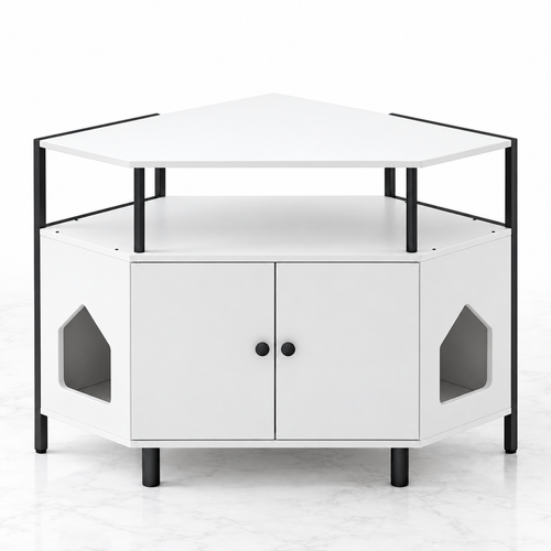 The Corner Gallery — White Corner Litter Cabinet