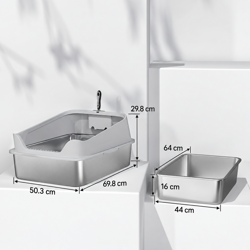 Sterling Court litter tray dimensions: 69.8 by 50.3 by 29.8 cm overall and 64 by 44 by 16 cm tray
