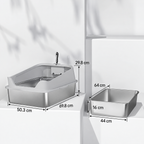 Sterling Court litter tray dimensions: 69.8 by 50.3 by 29.8 cm overall and 64 by 44 by 16 cm tray