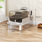 The Grand Gallery litter box dimensions: 70 x 50 x 46.5 cm with 40.1 x 26.4 cm front opening